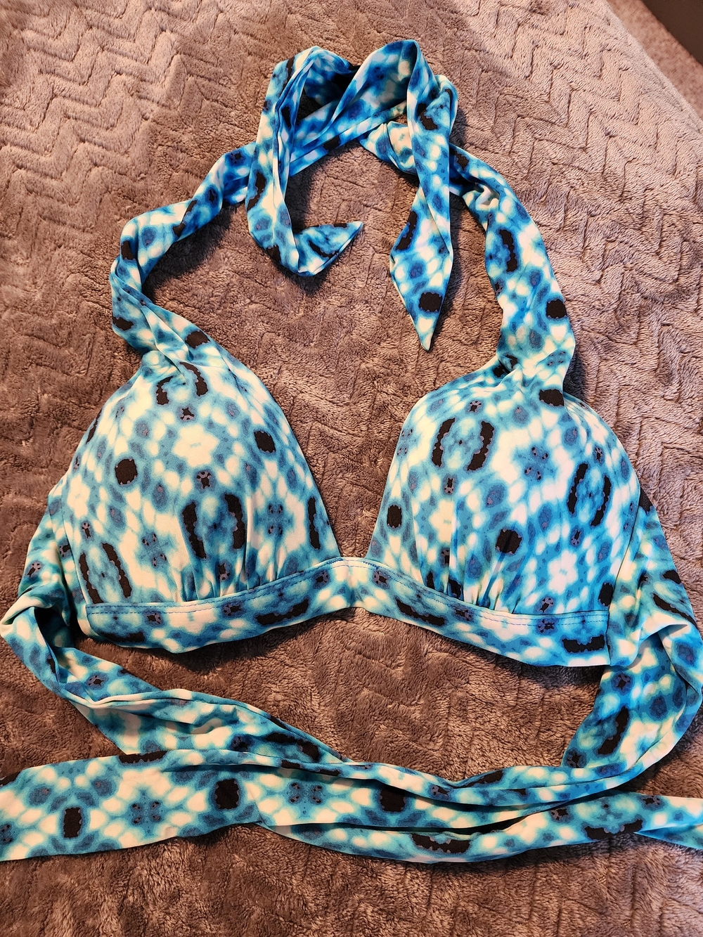 a.n.a Blue Aqua Tie-Dye Swim Top